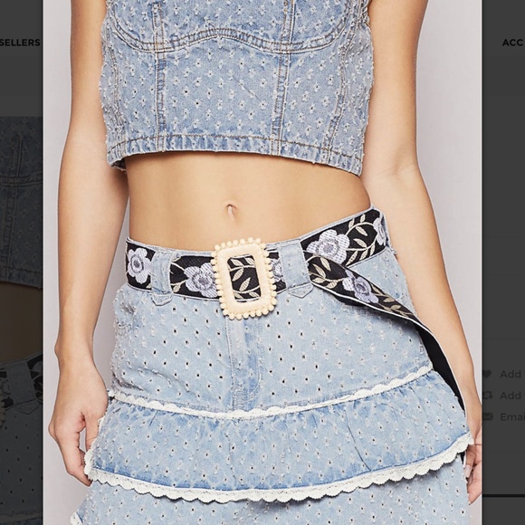 POL Cloth Embroidered Belt Women’s Adjustable Belt Boho SR33A - Picture 2 of 4